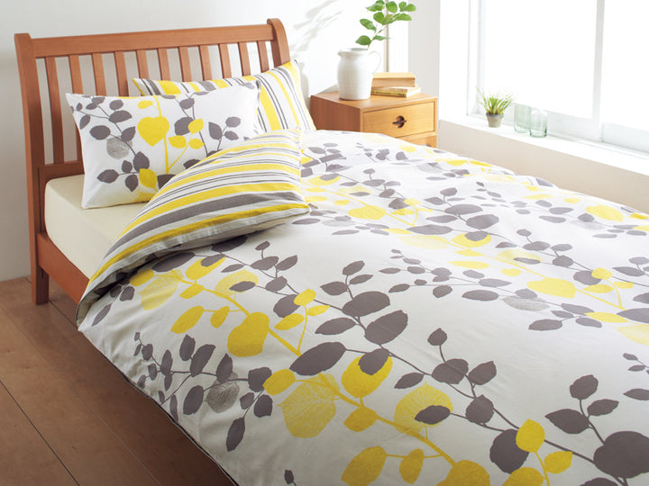 西川掛け布団カバーリバーシブルリーフ柄meeダブルロング綿100％日本製