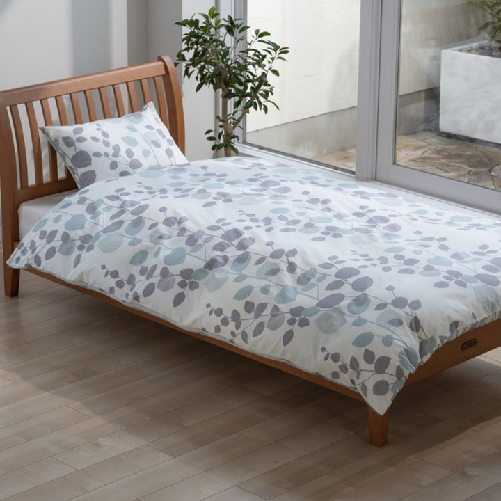 西川掛け布団カバーリバーシブルリーフ柄meeダブルロング綿100％日本製