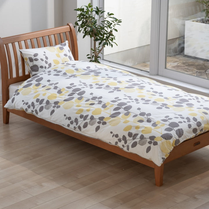 西川掛け布団カバーリバーシブルリーフ柄meeダブルロング綿100％日本製