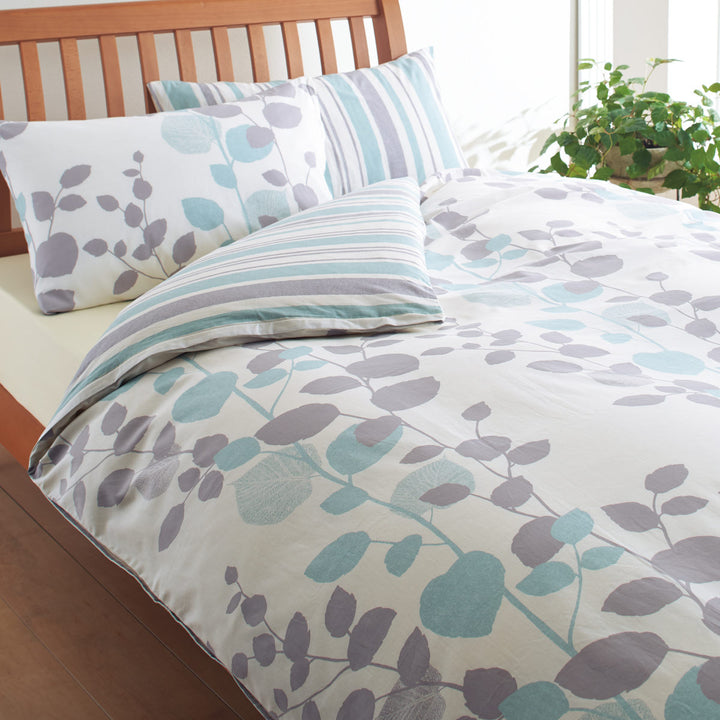 西川掛け布団カバーリバーシブルリーフ柄meeダブルロング綿100％日本製