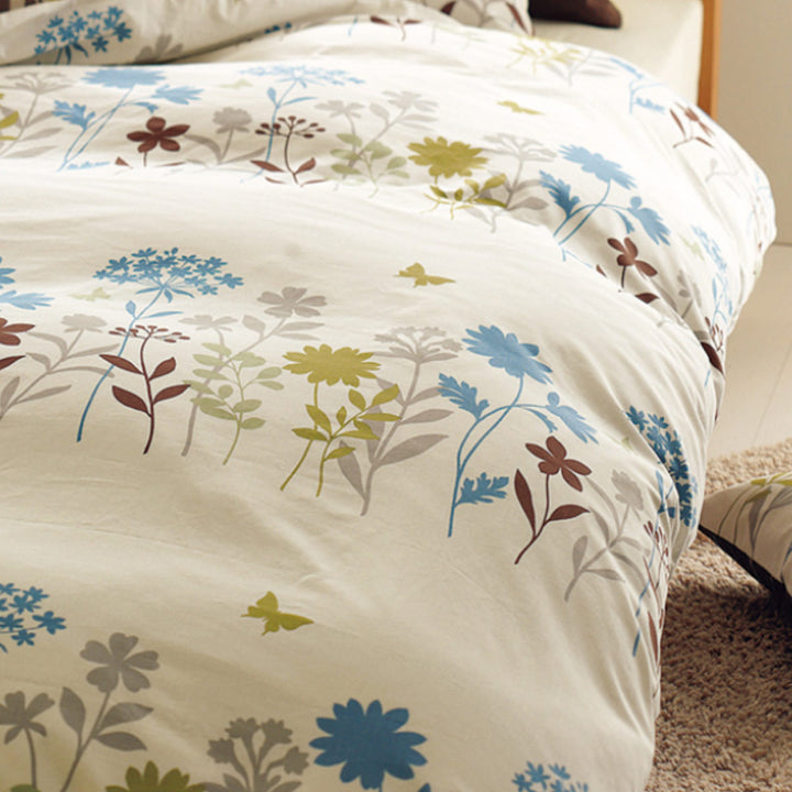 西川掛け布団カバーリバーシブルフラワーモチーフmeeダブルロング綿100％日本製