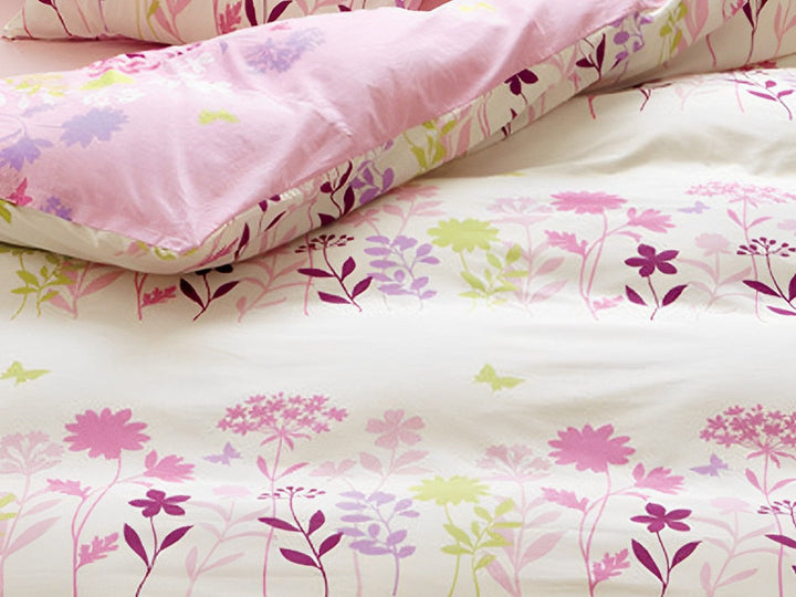 西川掛け布団カバーリバーシブルフラワーモチーフmeeダブルロング綿100％日本製