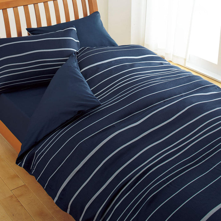 西川掛け布団カバーボーダー柄meeダブルロング綿100％日本製