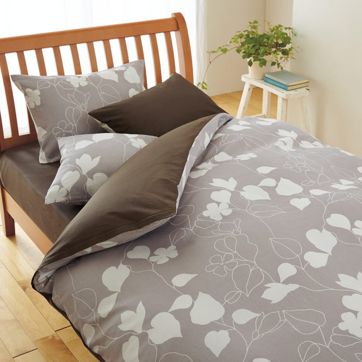 西川掛け布団カバーリーフ柄meeダブルロング綿100％日本製