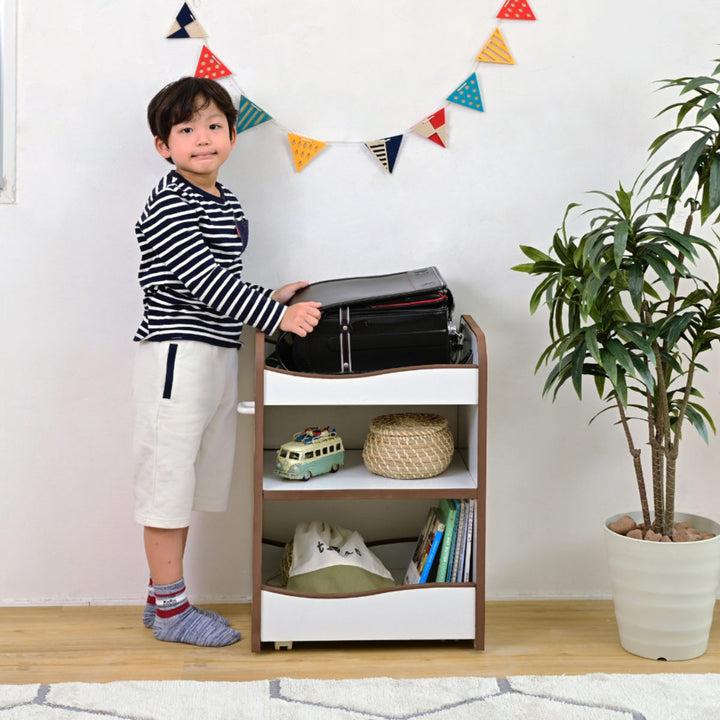 ランドセルラックワイド幅49.5cmキャスター付きエッジソフト