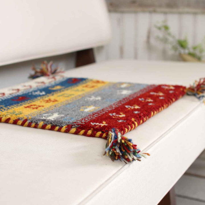 チェアパッドギャッベハンドノット手織り40×40cm