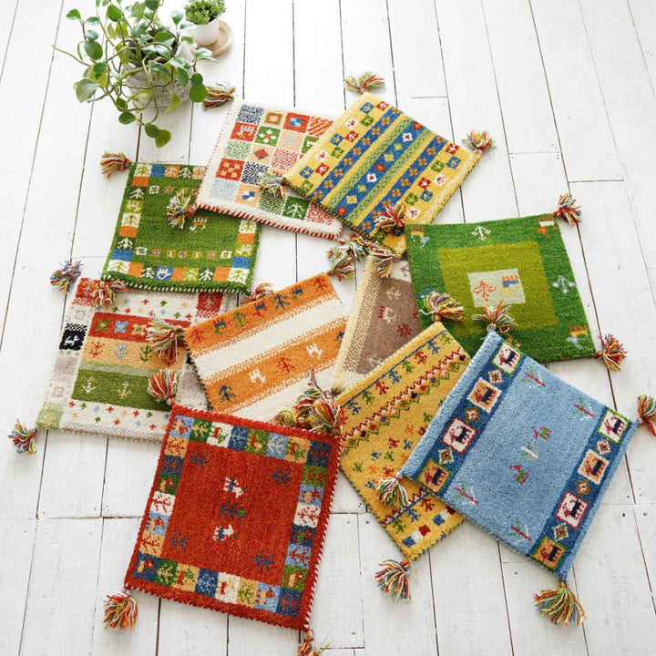 チェアパッドギャッベハンドノット手織り40×40cm