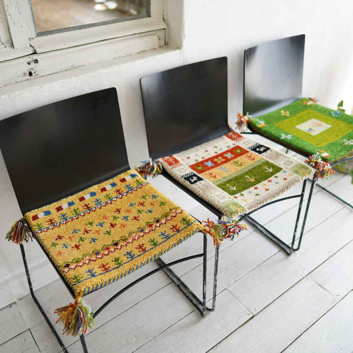 チェアパッドギャッベハンドノット手織り40×40cm