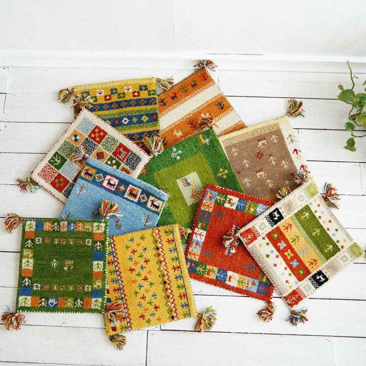 チェアパッドギャッベハンドノット手織り40×40cm