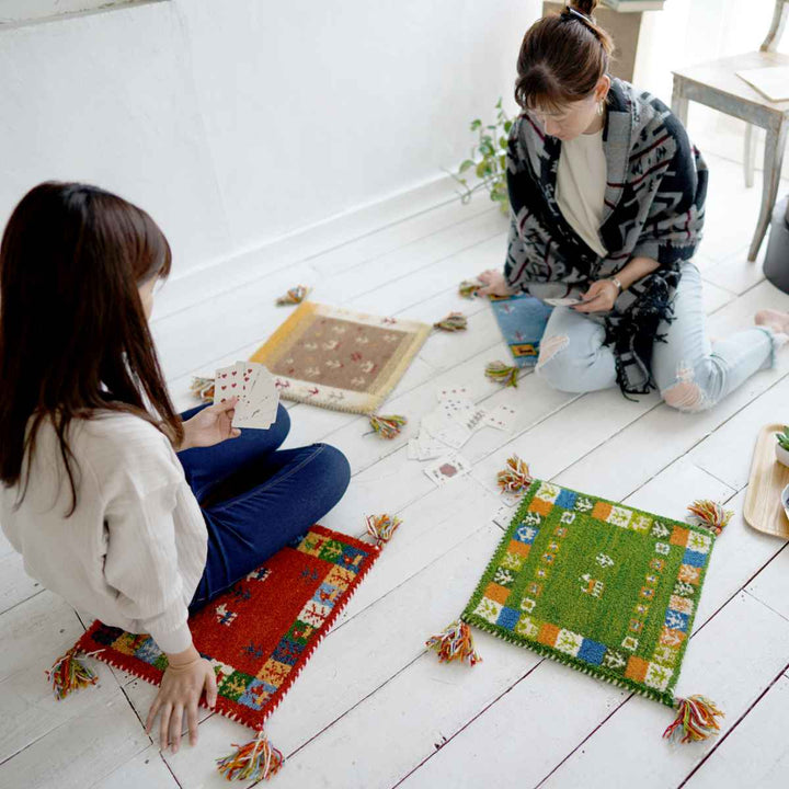 チェアパッドギャッベハンドノット手織り40×40cm