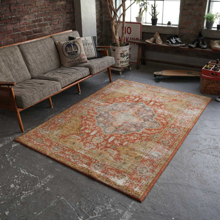 ラグマイクロファイバー幾何学デザイン140×200cmヴィンテージ風