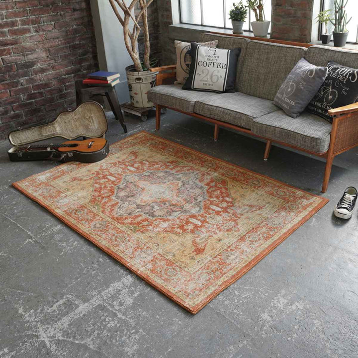 ラグマイクロファイバー幾何学デザイン140×200cmヴィンテージ風