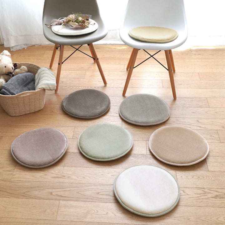 チェアパッド3層ウレタンフランネル円形くすみカラー
