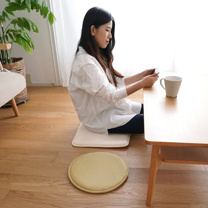 チェアパッド3層ウレタンフランネル円形くすみカラー