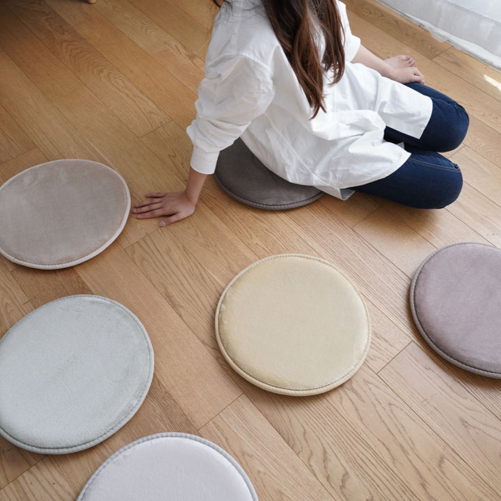 チェアパッド3層ウレタンフランネル円形くすみカラー