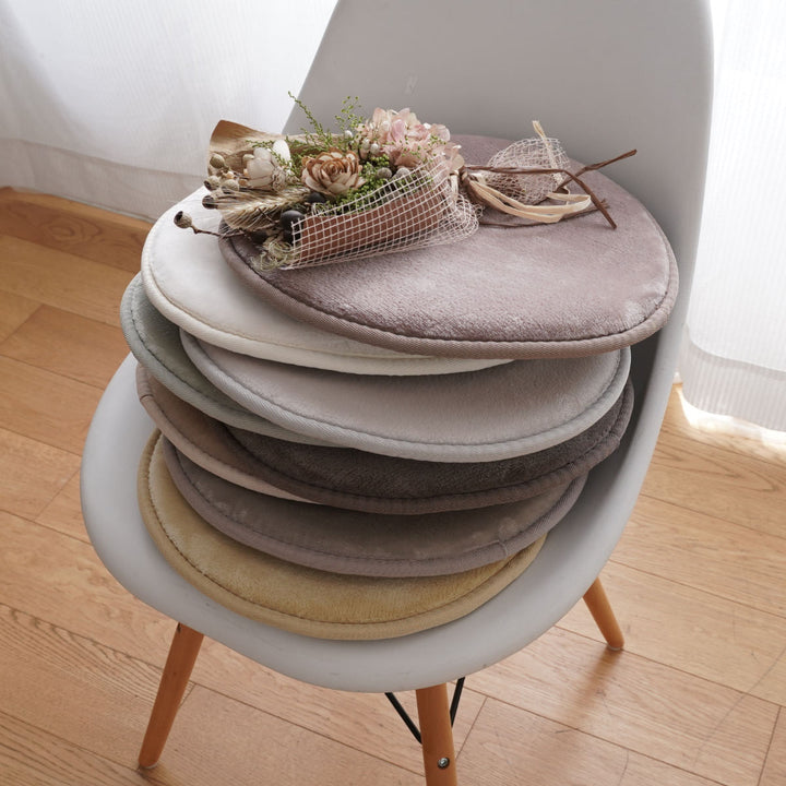 チェアパッド3層ウレタンフランネル円形くすみカラー