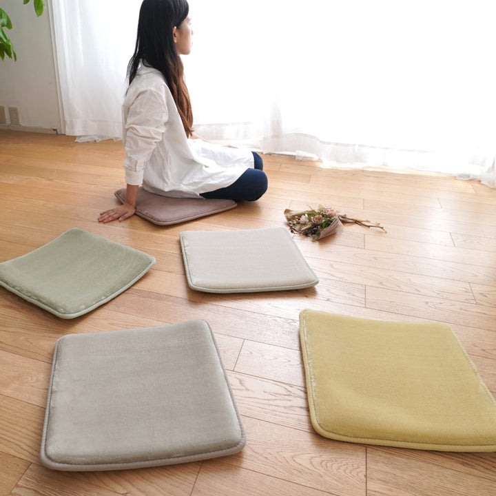 チェアパッド3層ウレタンフランネル四角くすみカラー