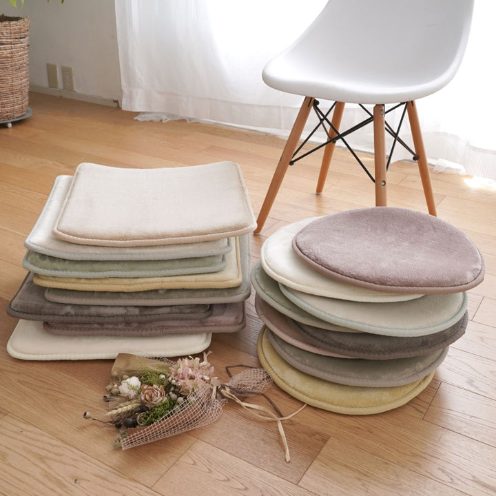 チェアパッド3層ウレタンフランネル四角くすみカラー