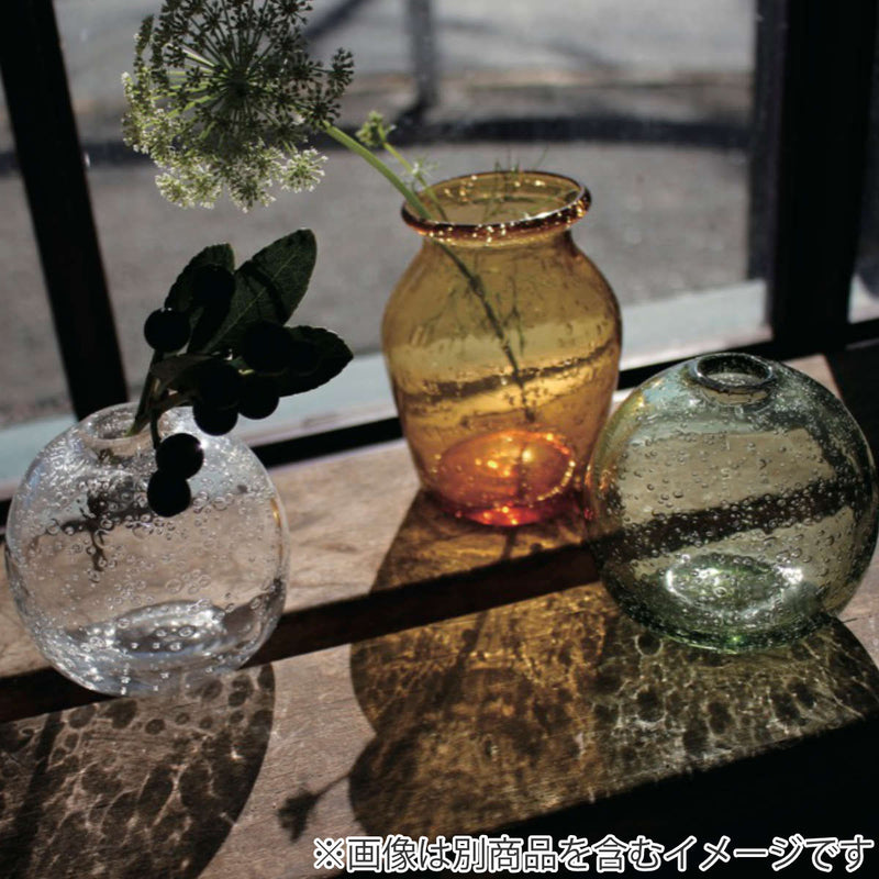 花瓶手吹きバブルガラスフラワーベースボールLガラス