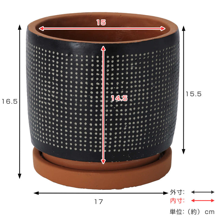 植木鉢ドットプランターブラックLサイズ