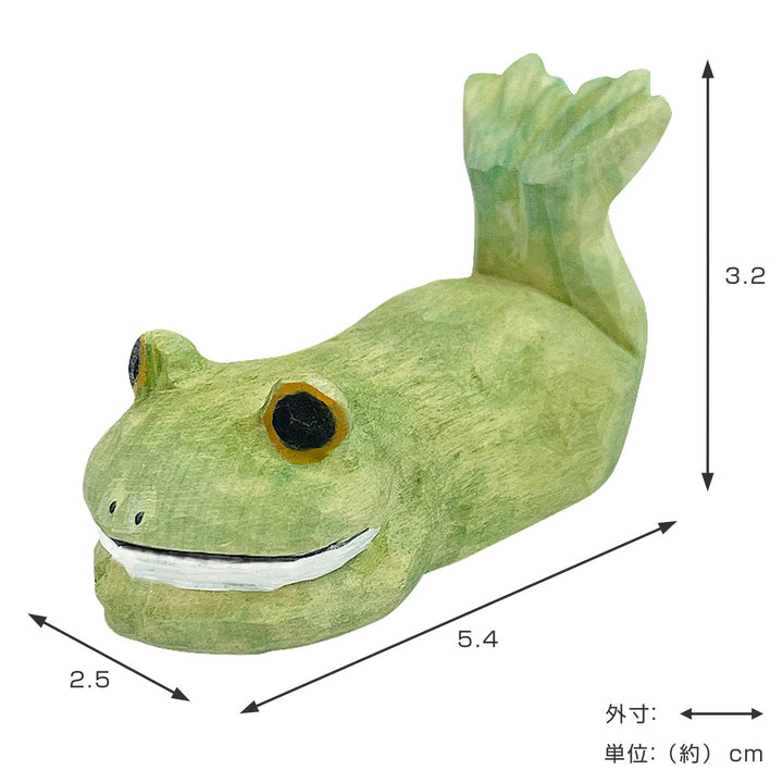 コポー木製寝ころびカエル置物