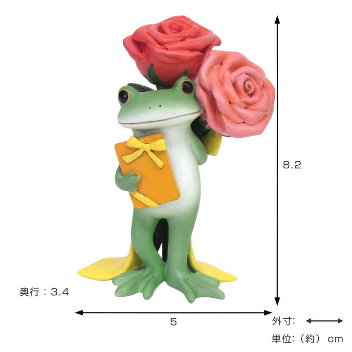 コポーバラとプレゼントを持つカエルカエル置物