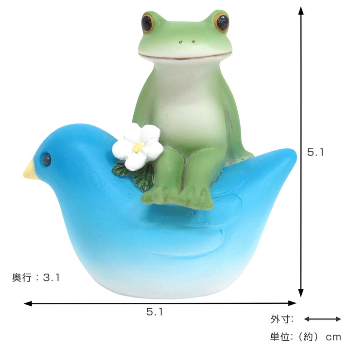 コポー青い鳥とカエルカエル置物