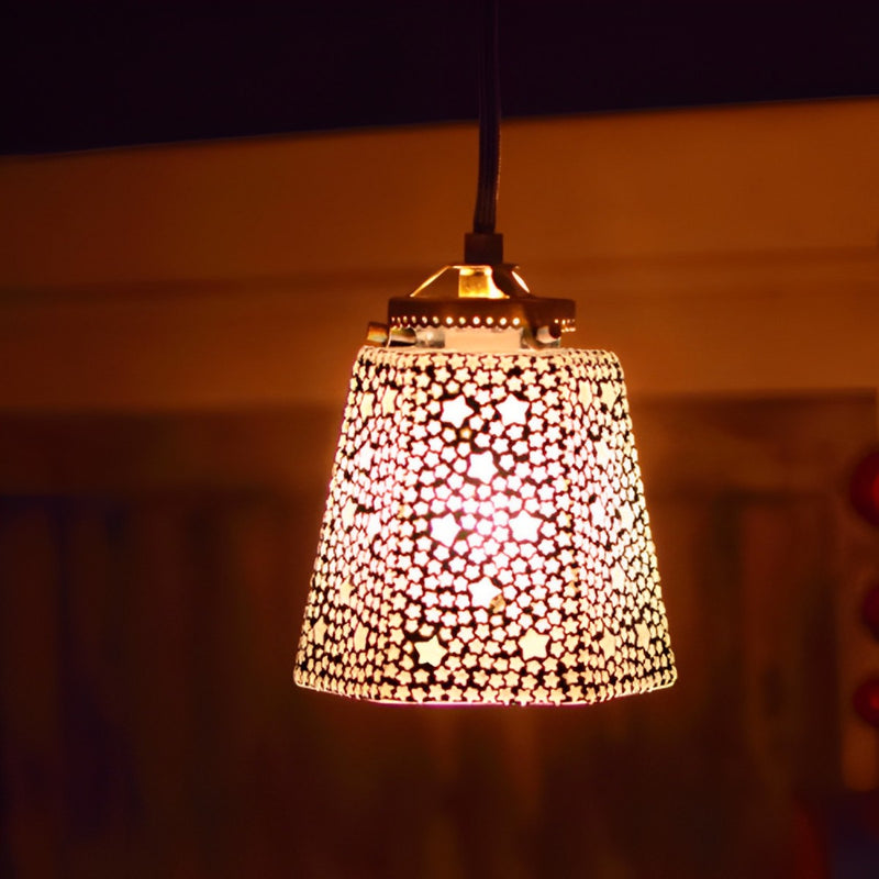 照明モザイクハンキングランプ六角スターホワイト幅13cm