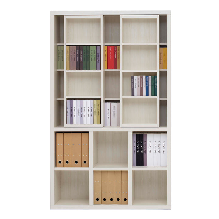 スライド書棚ハイタイプ上下回転設置日本製約幅110cm