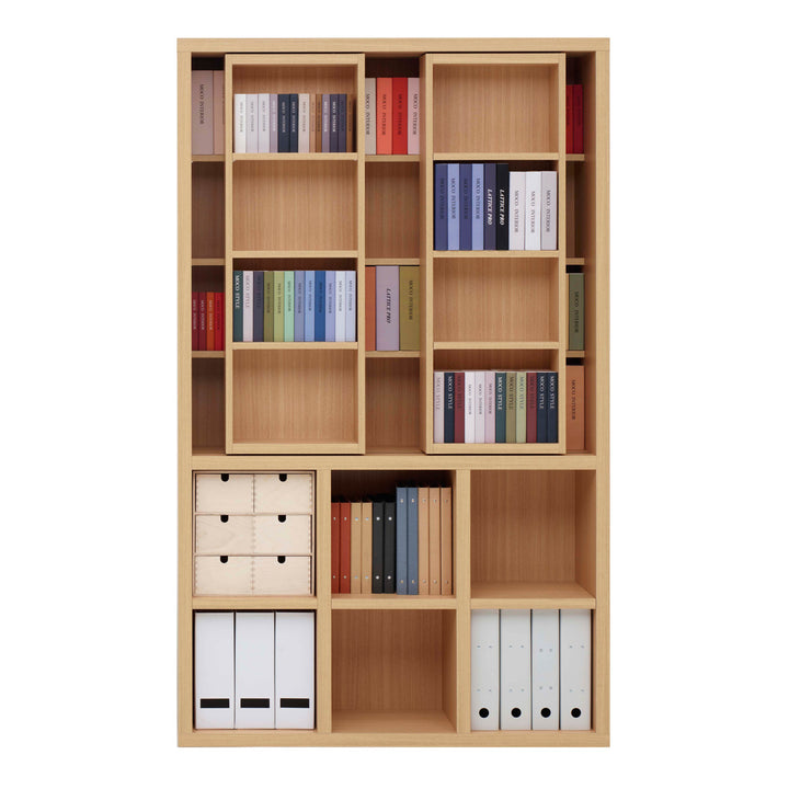 スライド書棚ハイタイプ上下回転設置日本製約幅110cm