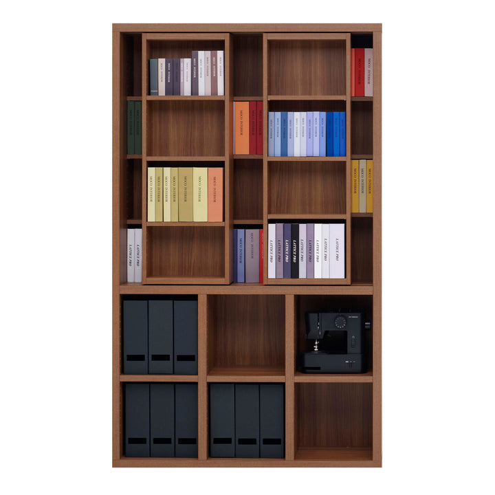 スライド書棚ハイタイプ上下回転設置日本製約幅110cm