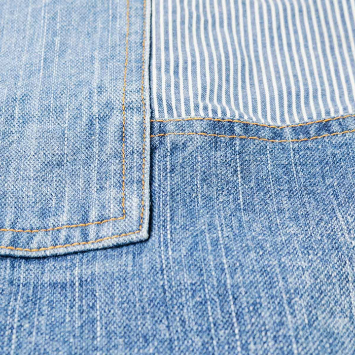 エプロンパッチワークデニムプルオーバーエプロン