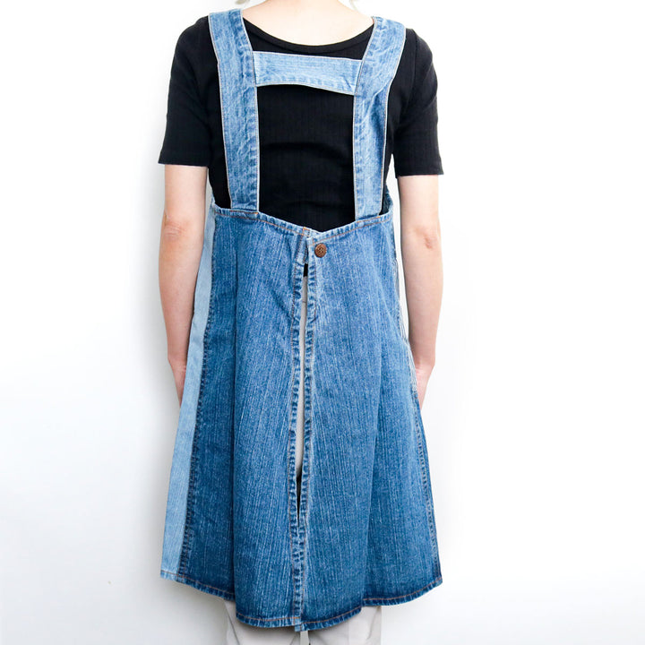エプロンパッチワークデニムプルオーバーエプロン