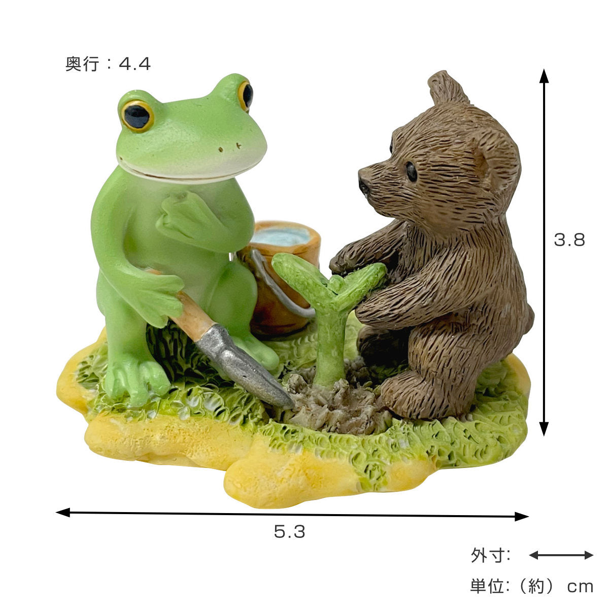 コポー お花を育てるカエルとクマ カエル 置物 – ハウジー
