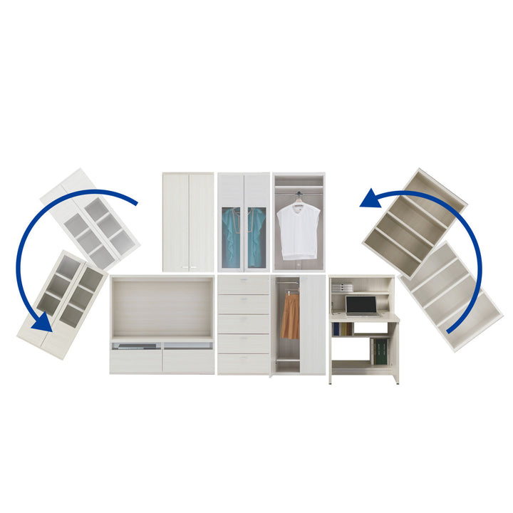 木製ラックガラス戸組合せ家具リビングシェルフ日本製幅60cm