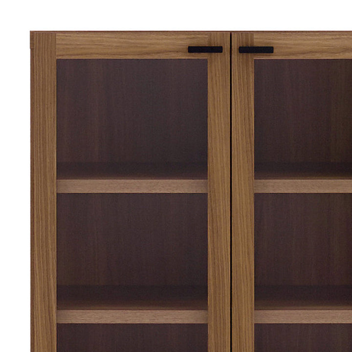 木製ラックガラス戸組合せ家具リビングシェルフ日本製約幅74cm