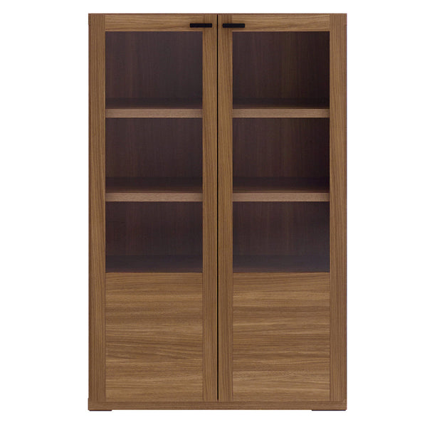 木製ラックガラス戸組合せ家具リビングシェルフ日本製約幅74cm