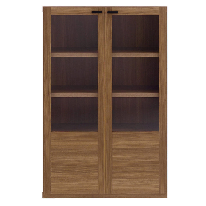 木製ラックガラス戸組合せ家具リビングシェルフ日本製約幅74cm