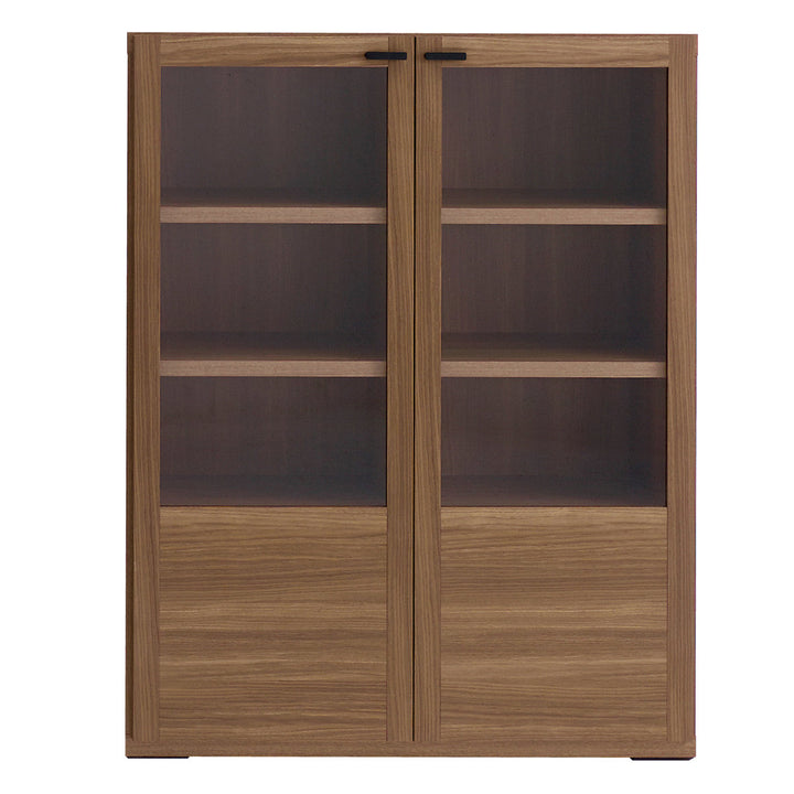 木製ラックガラス戸組合せ家具リビングシェルフ日本製幅90cm