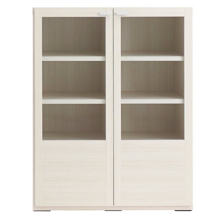 木製ラックガラス戸組合せ家具リビングシェルフ日本製幅90cm