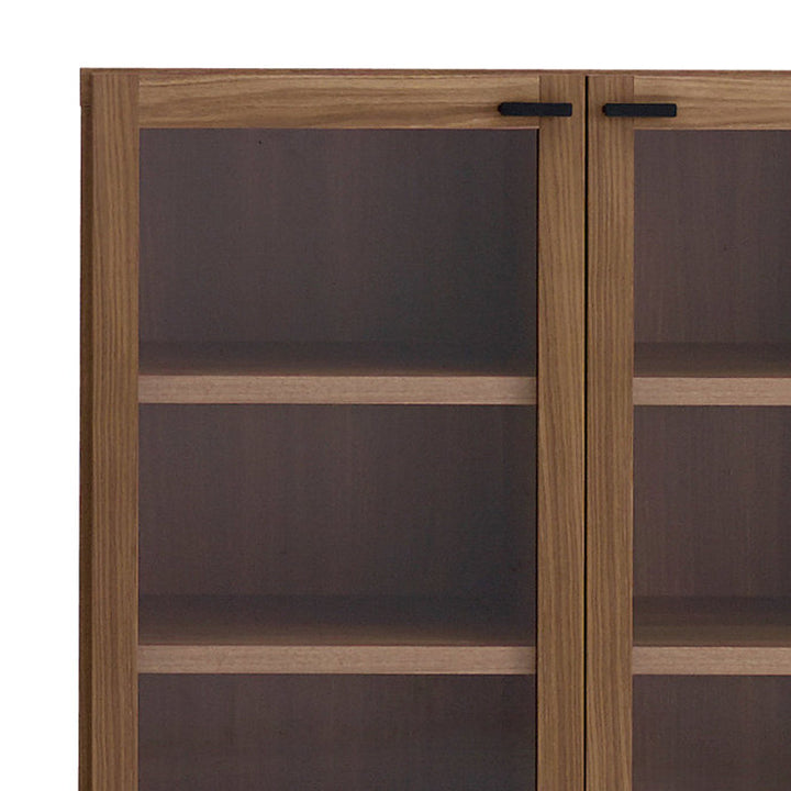 木製ラックガラス戸組合せ家具リビングシェルフ日本製幅90cm