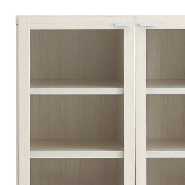 木製ラックガラス戸組合せ家具リビングシェルフ日本製幅90cm