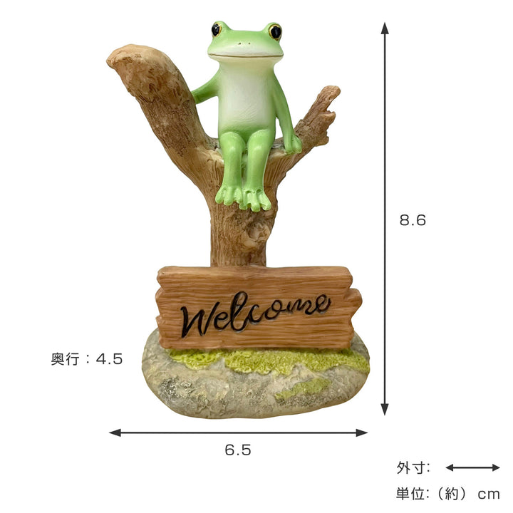 コポーWelcome又木に乗るカエルカエル置物