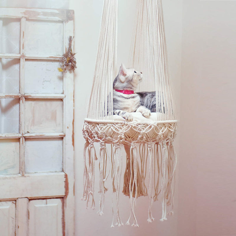 ハンモックマクラメ編みキャットハンギングベッドドレープ猫