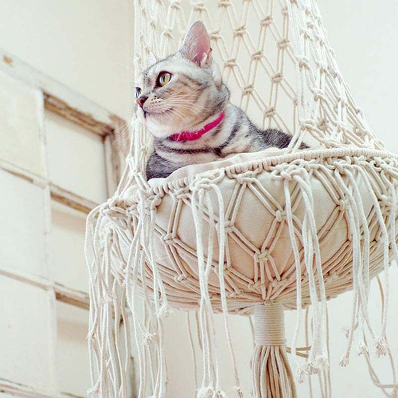 ハンモックマクラメ編みキャットハンギングベッドラティス猫