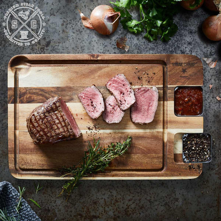 まな板STEAKEATINGBOARDW/STAINLESSSAUCERSアウトドア