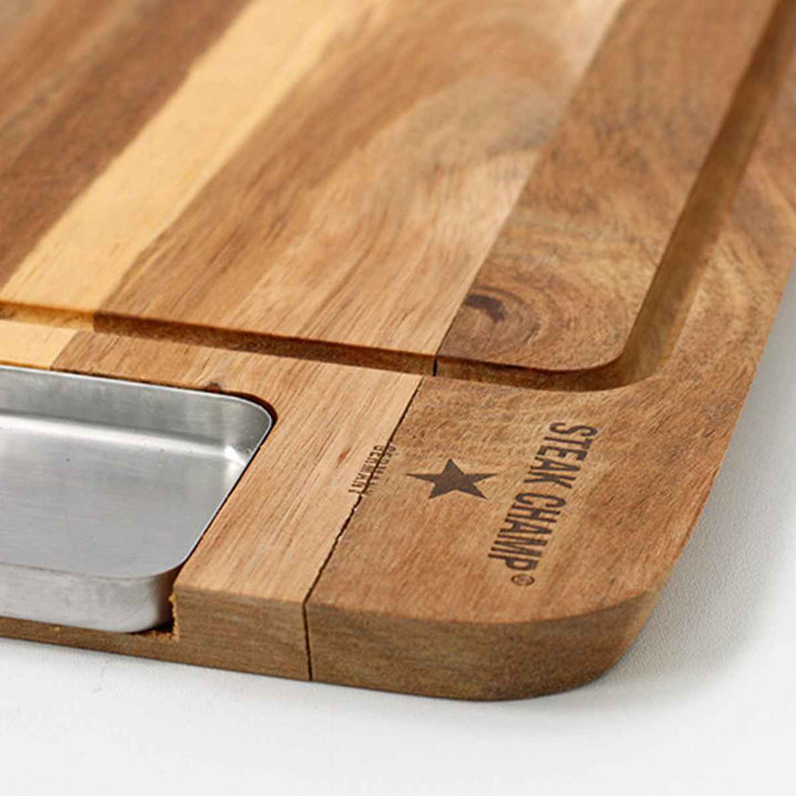 まな板STEAKEATINGBOARDW/STAINLESSSAUCERSアウトドア