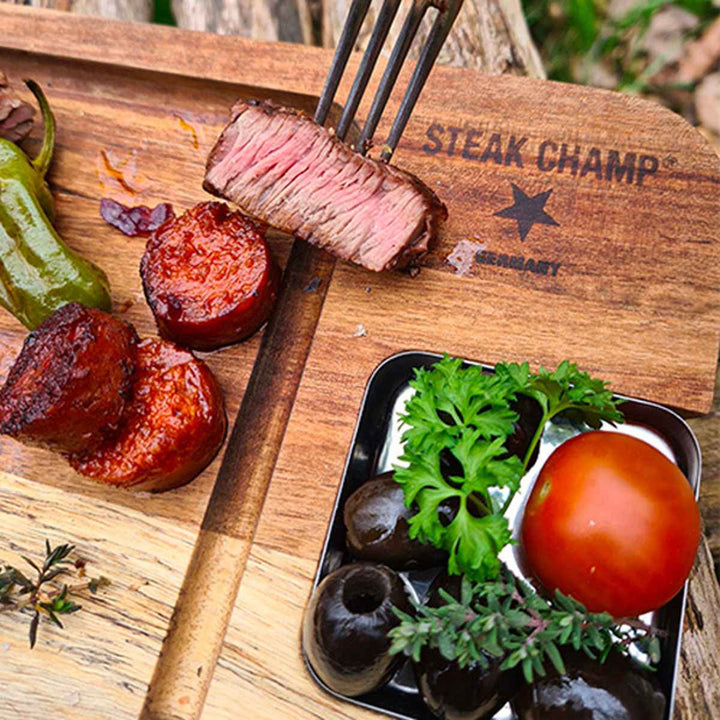 まな板STEAKEATINGBOARDW/STAINLESSSAUCERSアウトドア