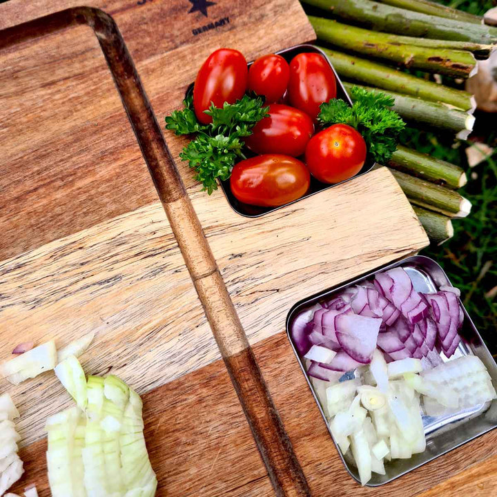 まな板STEAKEATINGBOARDW/STAINLESSSAUCERSアウトドア