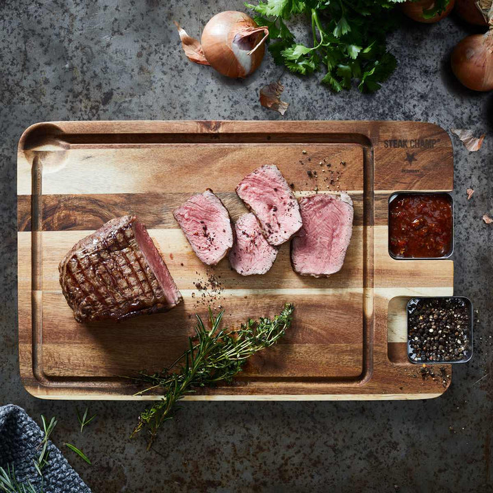 まな板STEAKEATINGBOARDW/STAINLESSSAUCERSアウトドア